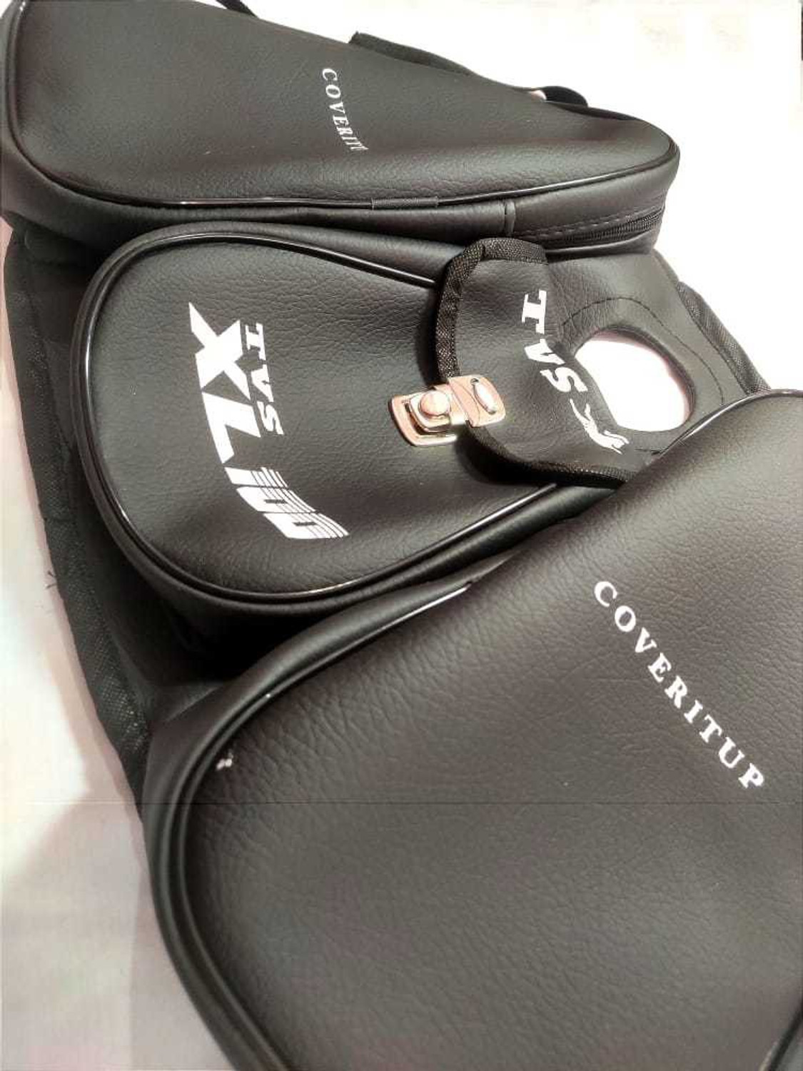 Image of COVERITUP FUEL TANK COVER TRIPLE POCKET FOR Strap TVS XL 100 Bike Tank Cover