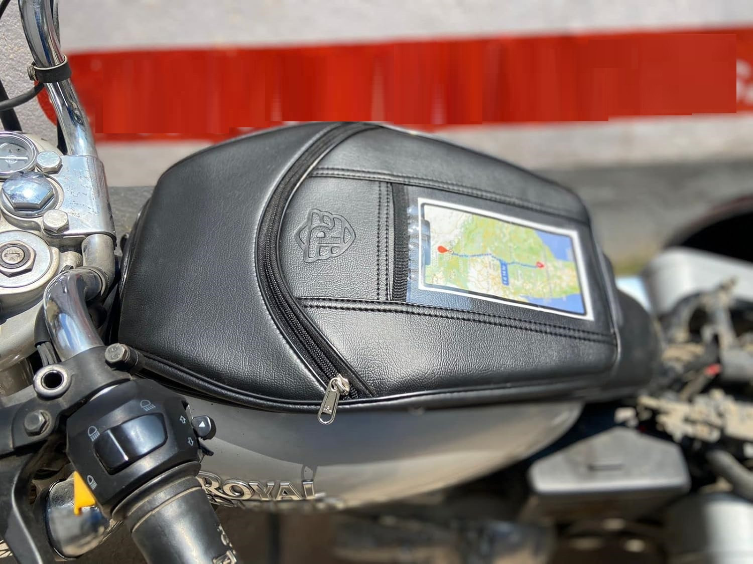 Image of RBM Classic Royal Edition Motorcycle Fuel Tank Bag Bullet Bike Fuel Tank Cover Strap Royal Enfield Universal For Bike Bike Tank Cover