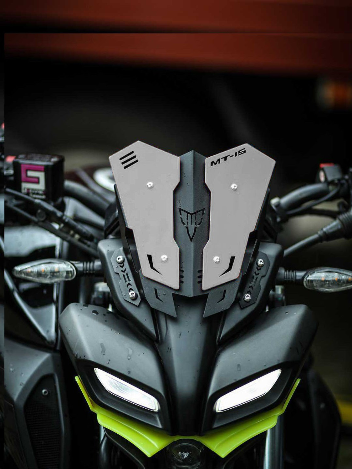 Image of Vagary Heavy Quality Metal Visor for Yamaha MT15 (Silver) Bike Windshield