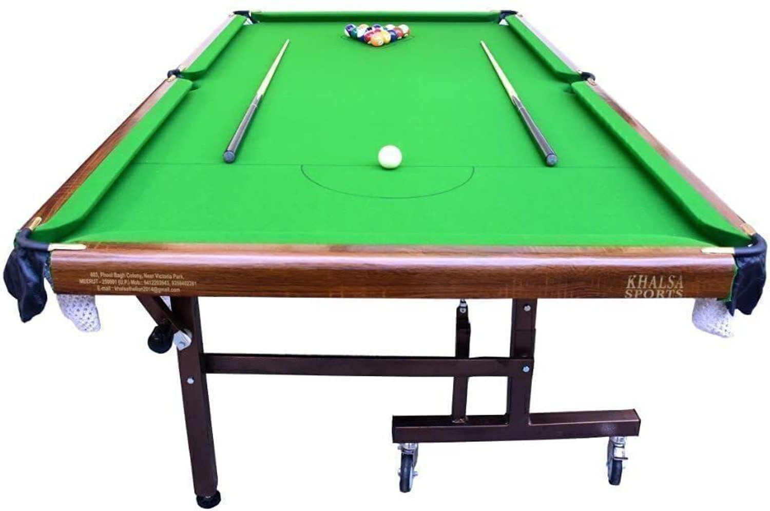 Image of Khalsa Moveable on Wheels Pool Table(Billiard Table) 8x4 FT,Top 18mm Billiards Table