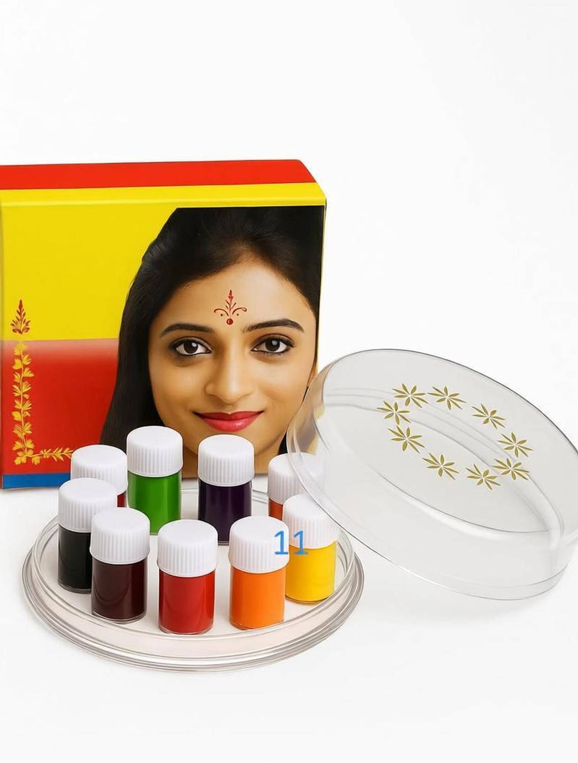 BEAMBOX 11 Shade Round Soft Matte Bindi Set Forehead Multicolor Bindis