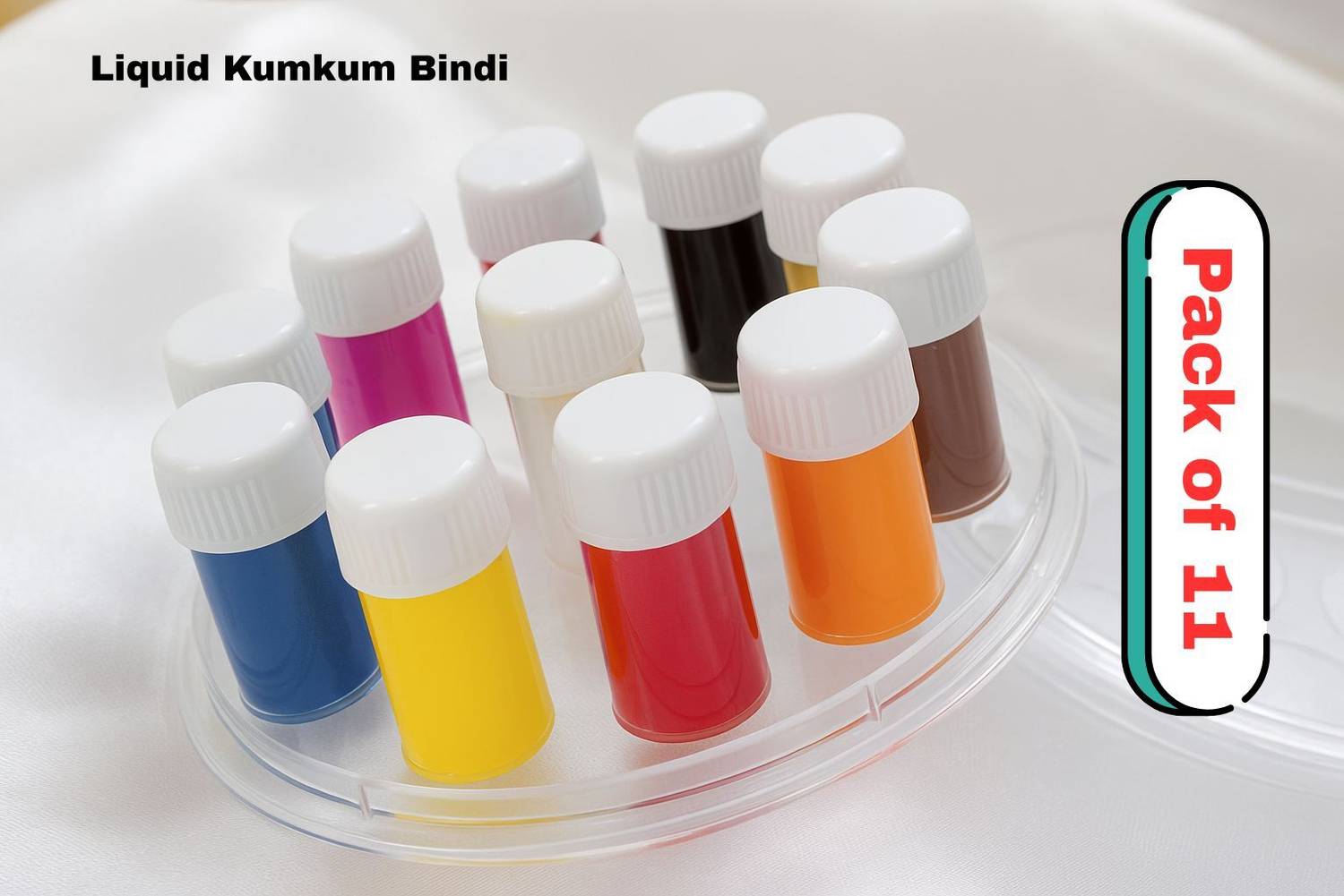 BEAMBOX Liquid Kumkum Bindi Sindoor Tikali 11 Color, Ladies and Women For Head Multicolor Bindis