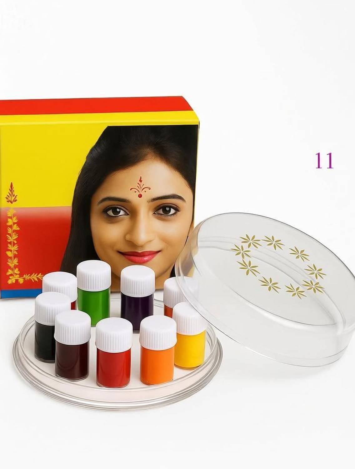 BEAMBOX Designer 11 Shade Multicolor Bindi Collection Forehead Multicolor Bindis