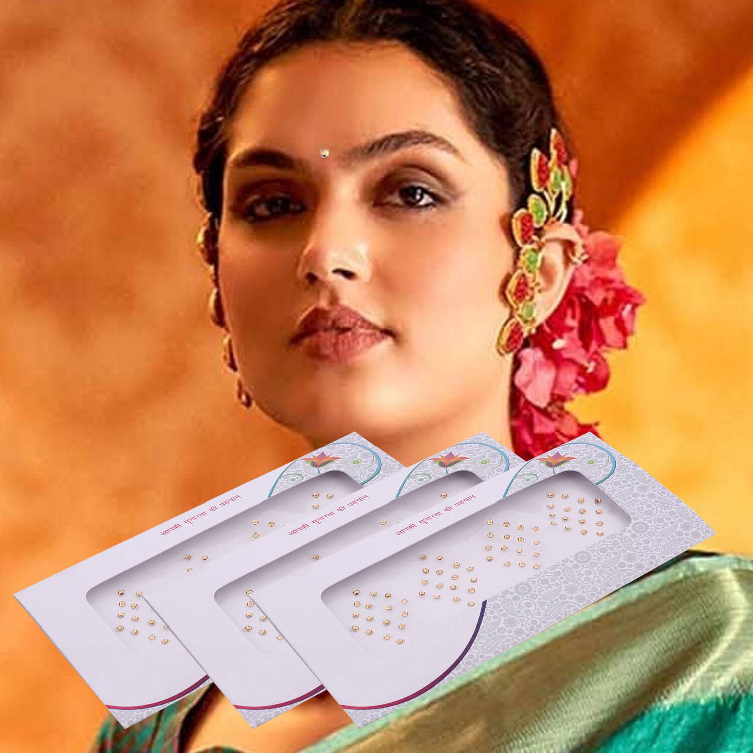 Bawree Golden Round crystal Bindi Sticker For Women and Girls Forehead Gold Bindis