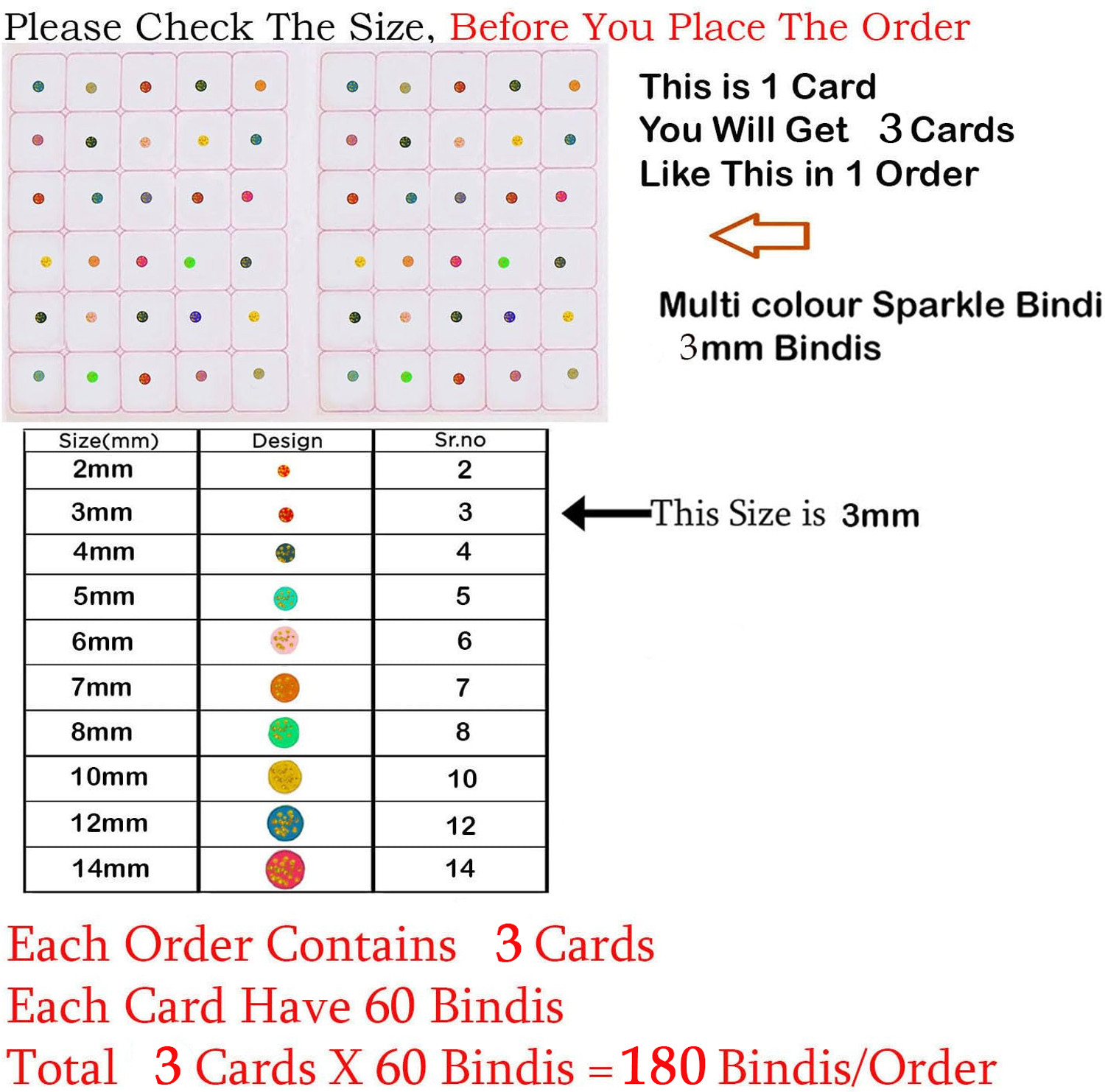 Image of VAMA Multicolour Glitter Small Round Bindi Sticker Self-Adhesive Reusable Forehead Multicolor Bindis