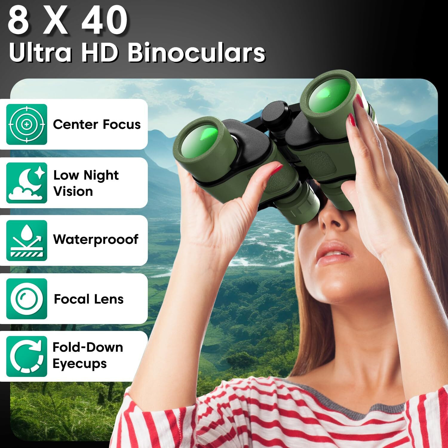 Image of sounce 8x40 HD Binoculars with BAK4 Prism for Bird Watching & Travel Binoculars
