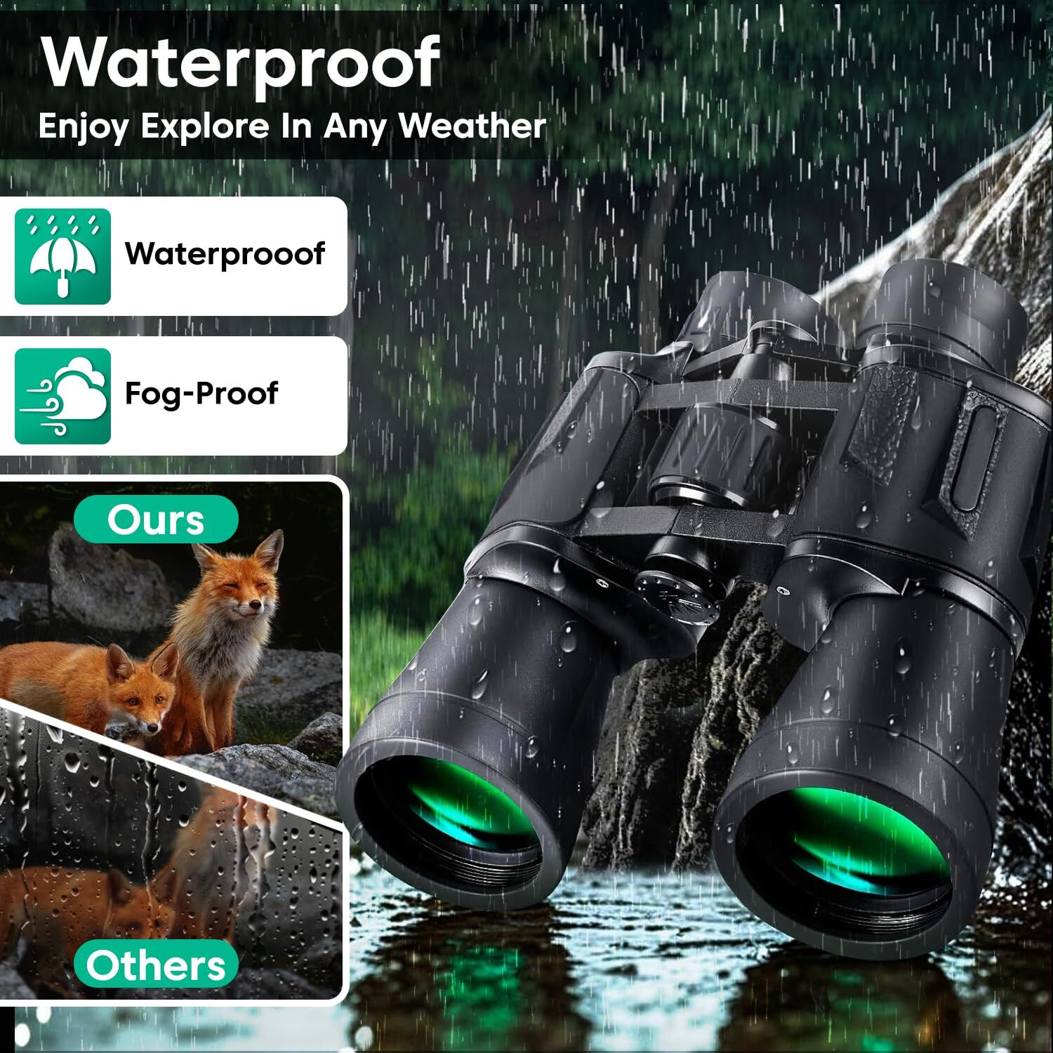 Image of sounce 10x50 High-Power Binoculars - Wide 24mm Eyepiece, Durable, FMC Coated Optics Binoculars