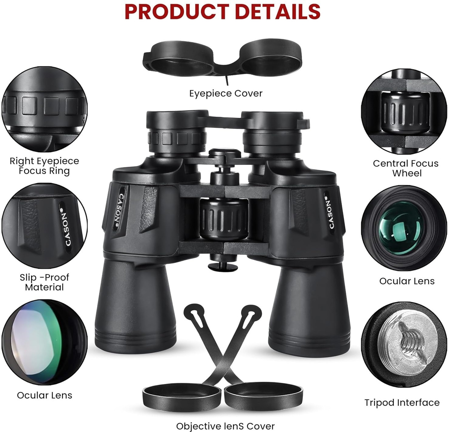 Image of CASON Binoculars 10x50 For Adults|Wide Eye Piece,BAK4 Lens For Long Distance Binoculars