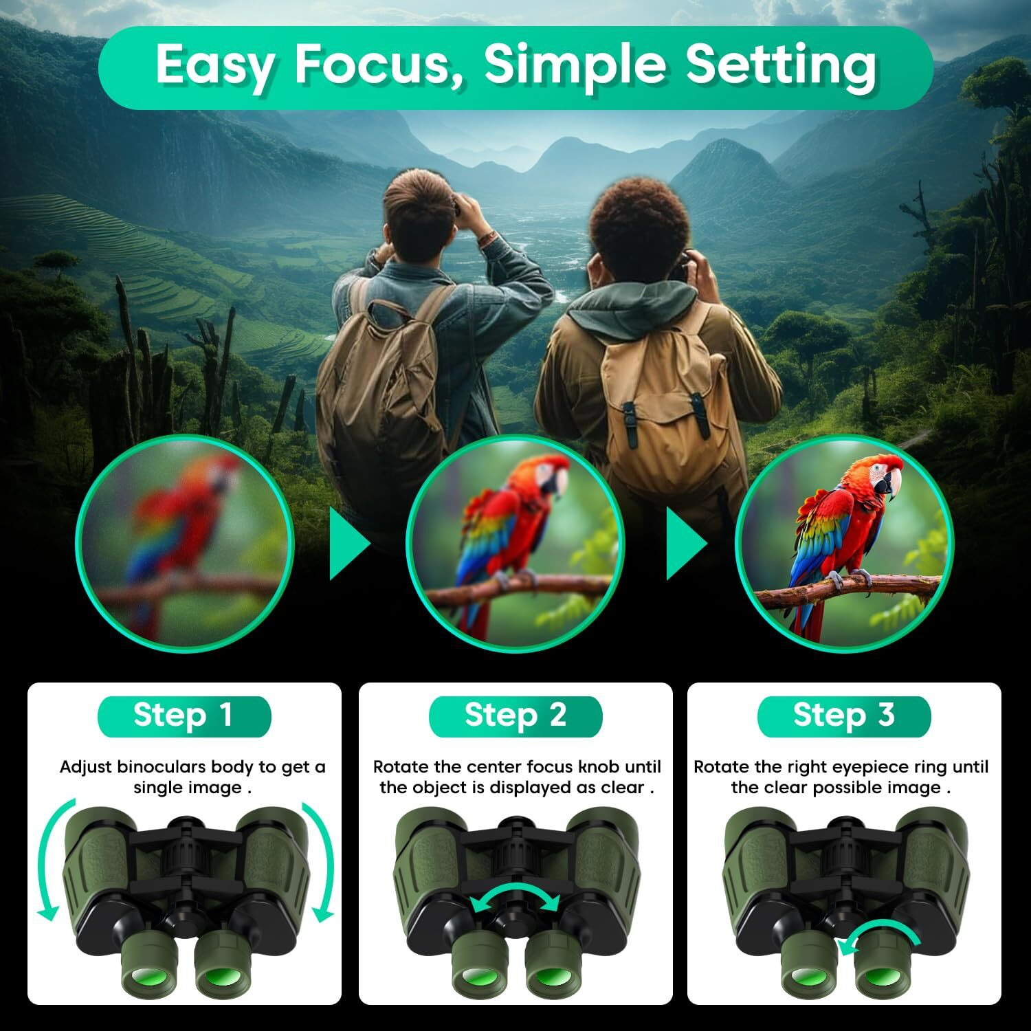 Image of sounce 8x40 HD Binoculars with BAK4 Prism for Bird Watching & Travel Binoculars
