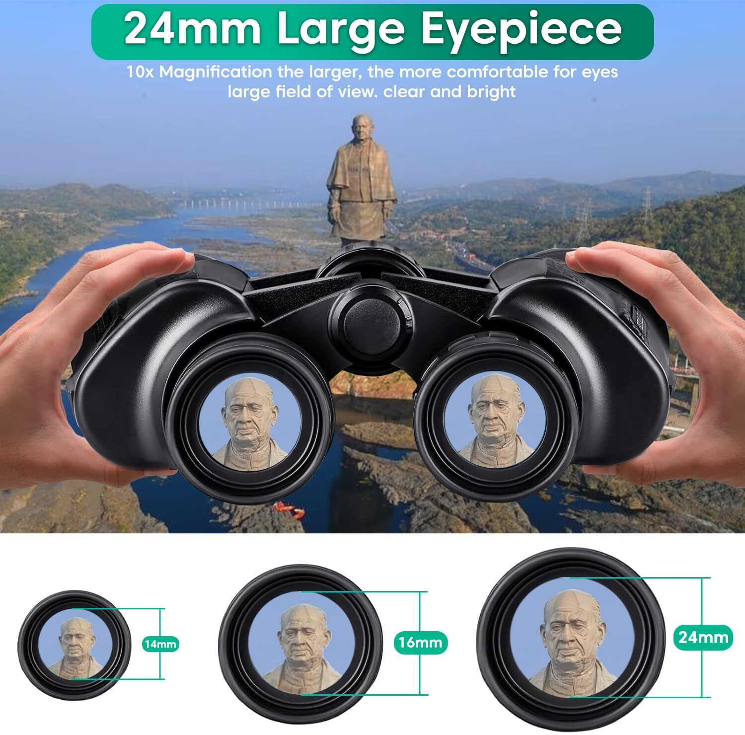 Image of sounce 10x50 High-Power Binoculars - Wide 24mm Eyepiece, Durable, FMC Coated Optics Binoculars