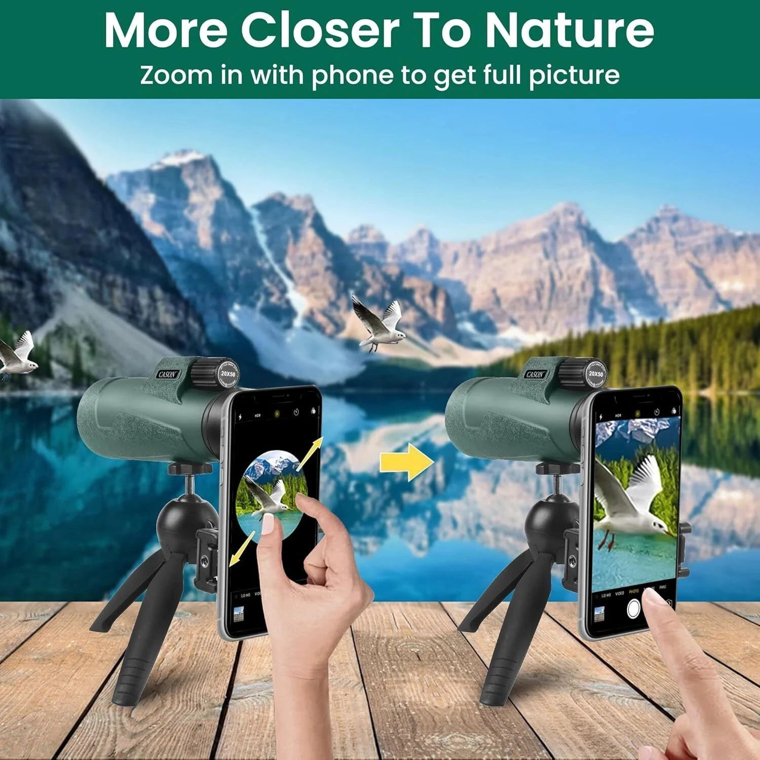 Image of CASON 12x50 Monoculars For Long Distance,High Power Monocular Telescope Monocular