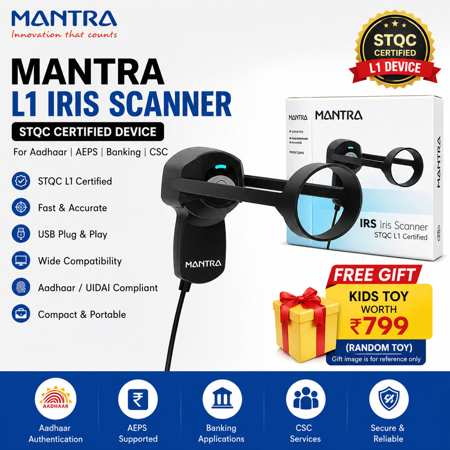 Image of MANTRA Model Name: MIS100 L1 Access Control, Door Locks, Payment Device, Time & Attendance