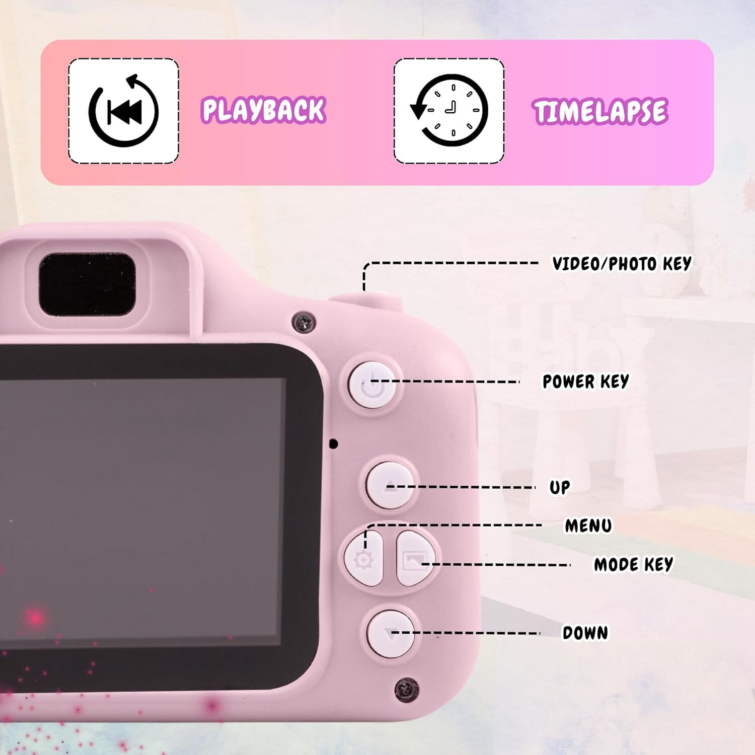 Image of BuyLuxe Camera for Kids with HD Video Recording, Selfie Camera & Games DSLR Camera Best Quality