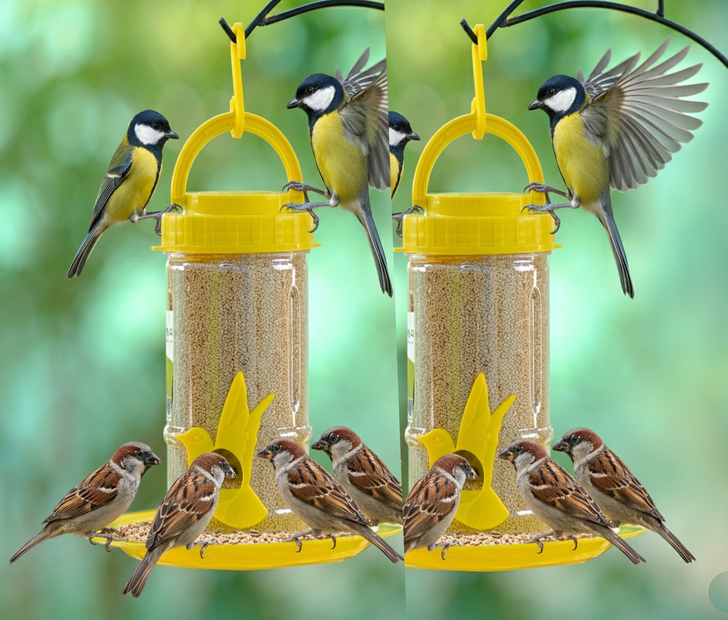 Image of AMIJIVDAYA Small Bird feeder Yellow Window Bird Feeder