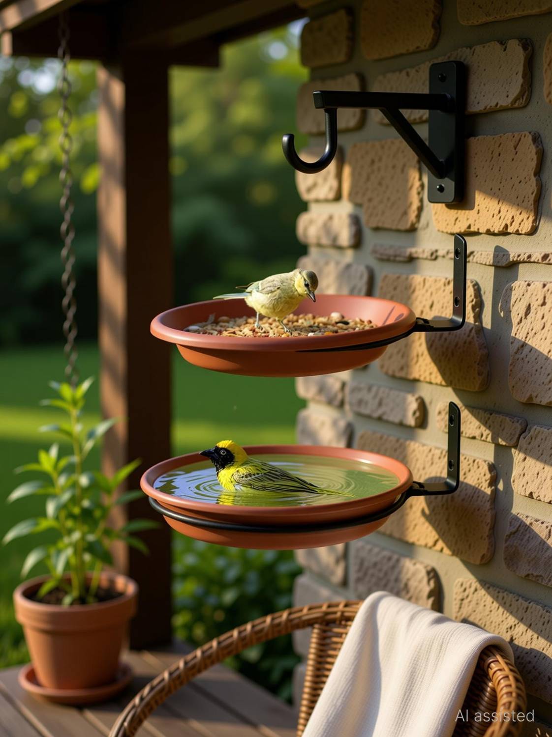 BIRDSHALA Pack of 2 Bird Feeder for Water, Seed, BathTrey | Balcony,Trees,Garden mounting Tray Bird Feeder
