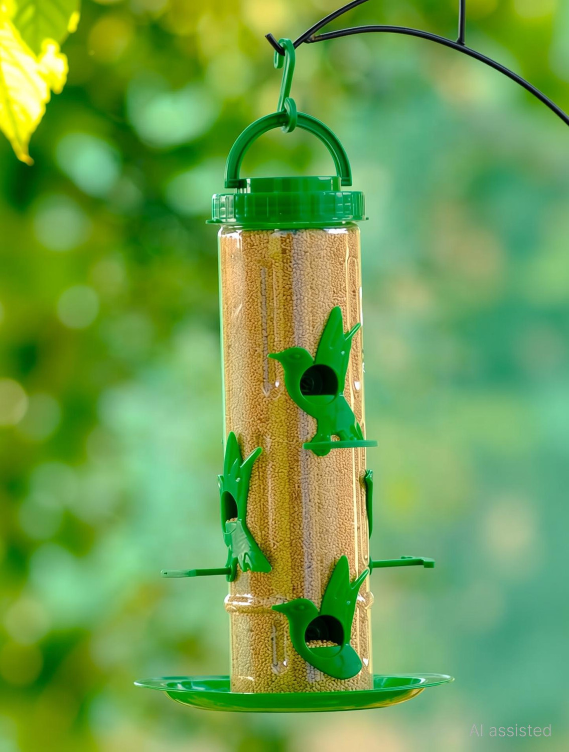 Image of GKWings Strong Plastic Tube Shaped Feeder for Hanging in Open Spaces Window Bird Feeder
