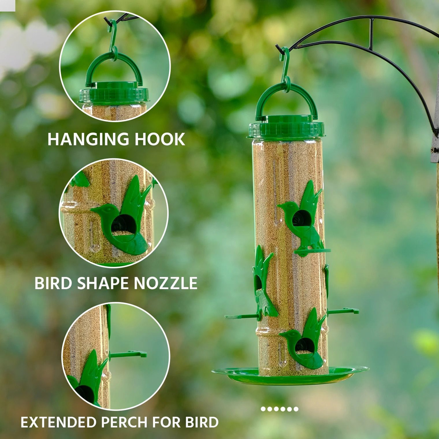 Image of GKWings Strong Plastic Tube Shaped Feeder for Hanging in Open Spaces Window Bird Feeder
