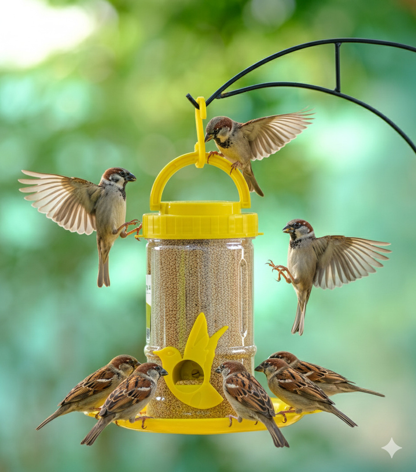 Image of AMIJIVDAYA Small Bird feeder Yellow Window Bird Feeder
