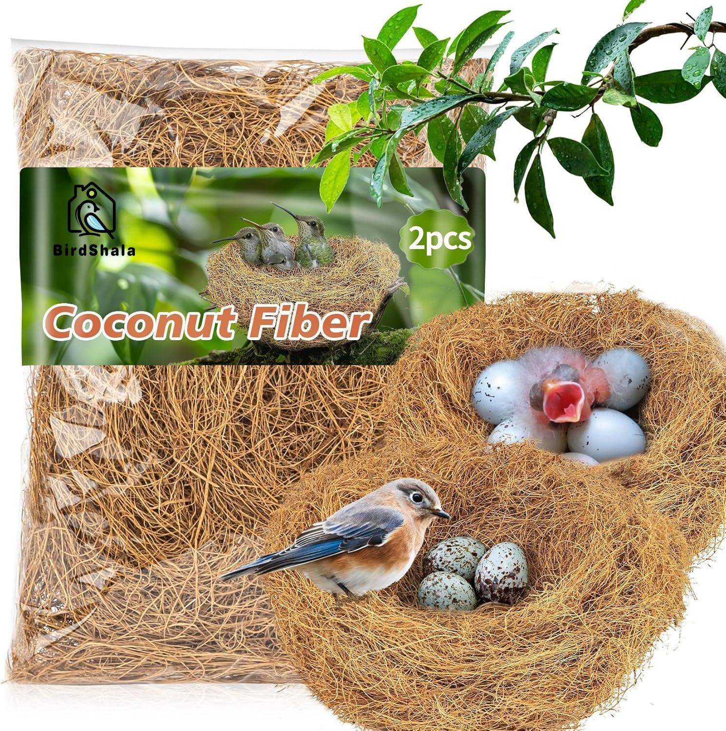 BIRDSHALA Coconut Fiber for Bird Nest Sparrow, Budgie, Lovebird Bird House