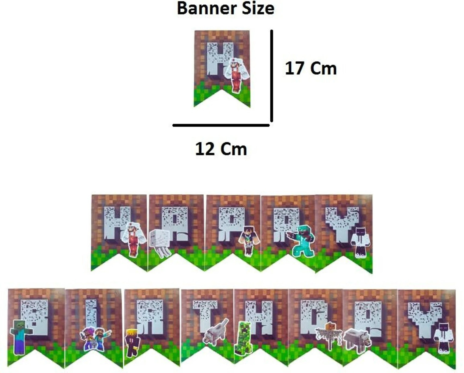 Image of FLICK IN 47 Pcs Minecraft Theme Birthday Decorations Set with Balloons