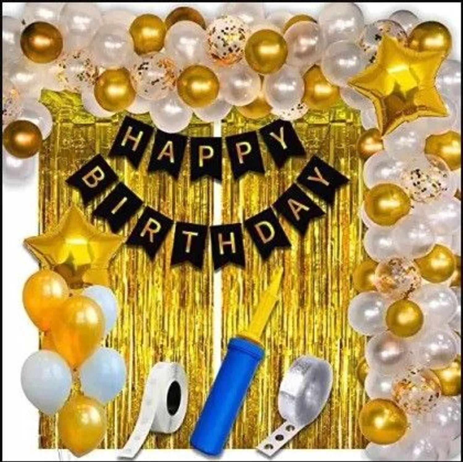 ADORNIO Happy Birthday Decoration Combo balloon kit