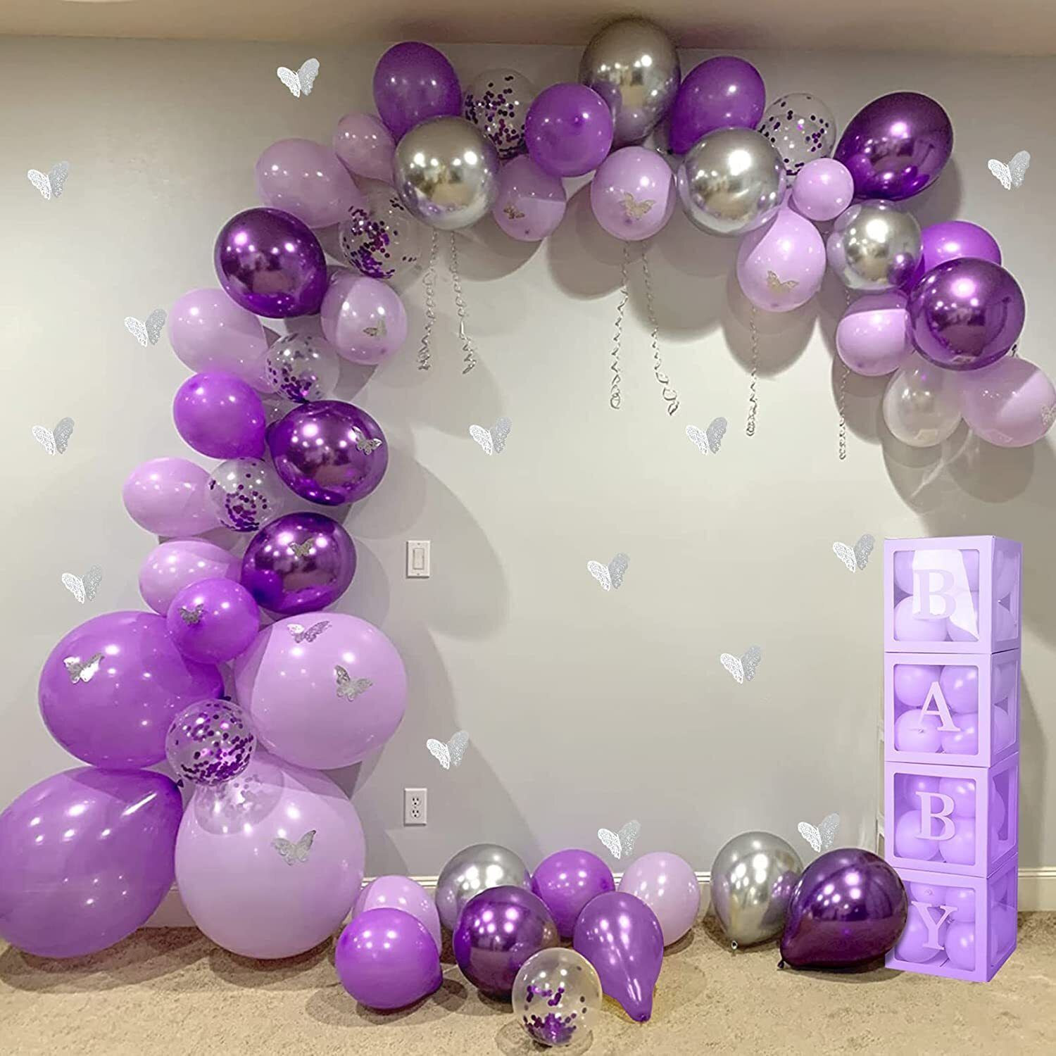 Image of R G ACCESSORIES Purple Silver Balloons, Happy Birthday Decoration Kit (Pack Of 100)