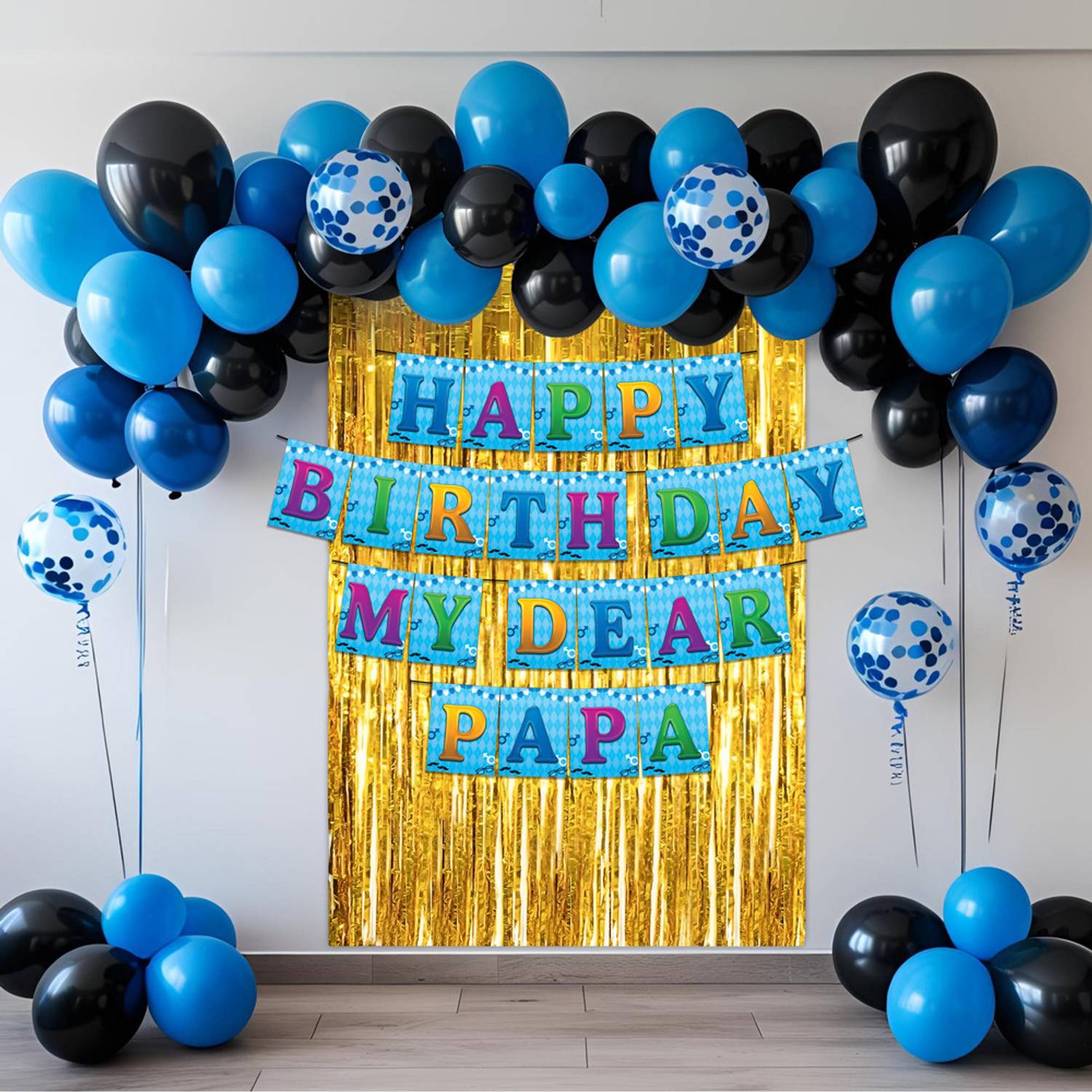 1iAM Happy Birthday Decoration Items"HAPPY BIRTHDAY MY DEAR PAPA" Banner|Foil Curtain