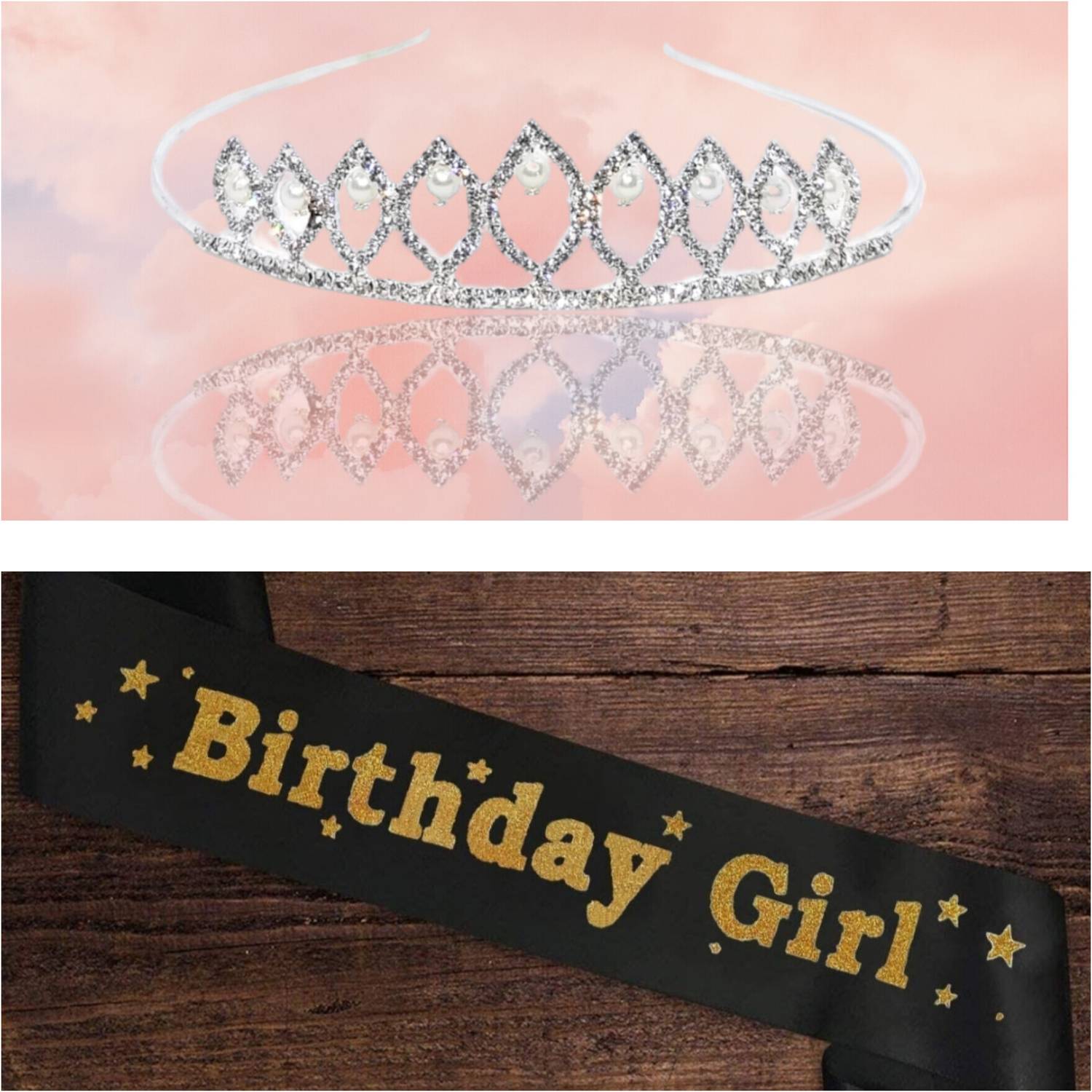 BUNTY PRODUCT BUNTY BIRTHDAY COMBOS OF SILVER CROWN AND SASH FOR WOMEN,GIRLS AND KIDS