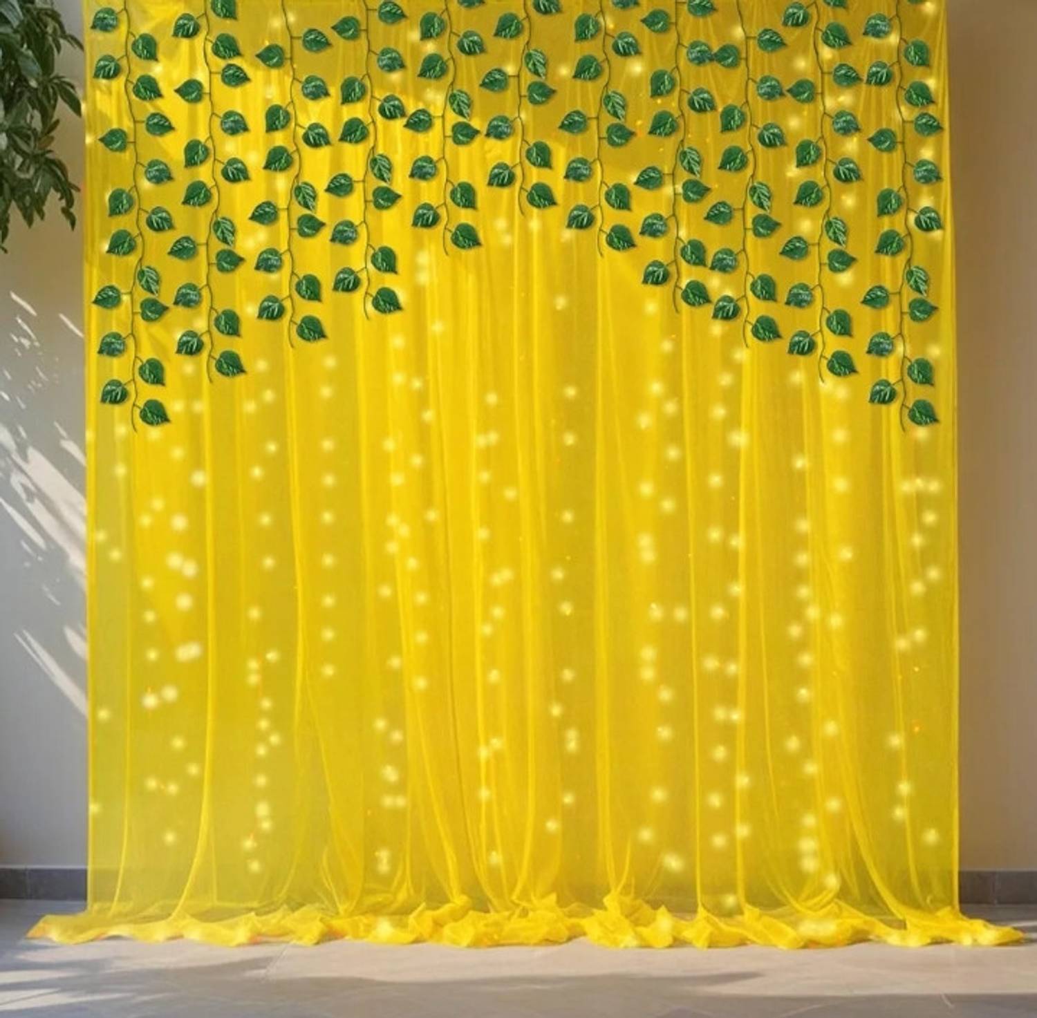 musbu Haldi Ganesh chaturthi/Wedding Pooja Backdrop decoration kit with Leaf