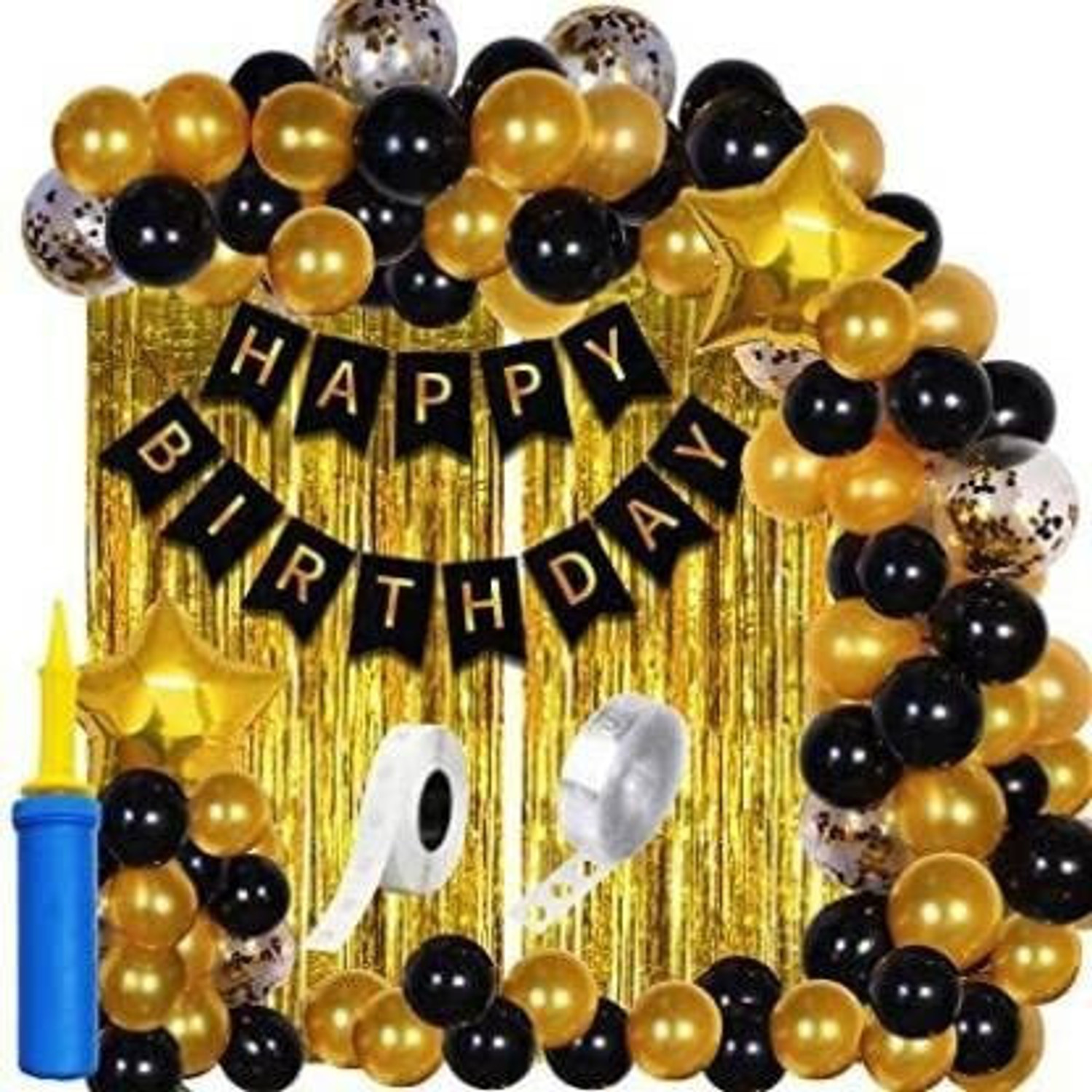 Image of PARTY MIDLINKERZ Printed Happy Birthday Decoration kit Combo - 61 Pcs for Birthday Decor
