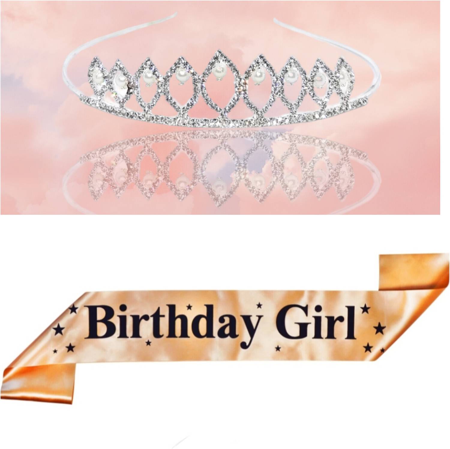 BUNTY PRODUCT BUNTY BIRTHDAY COMBOS OF SILVER CROWN AND SASH FOR WOMEN,GIRLS AND KIDS