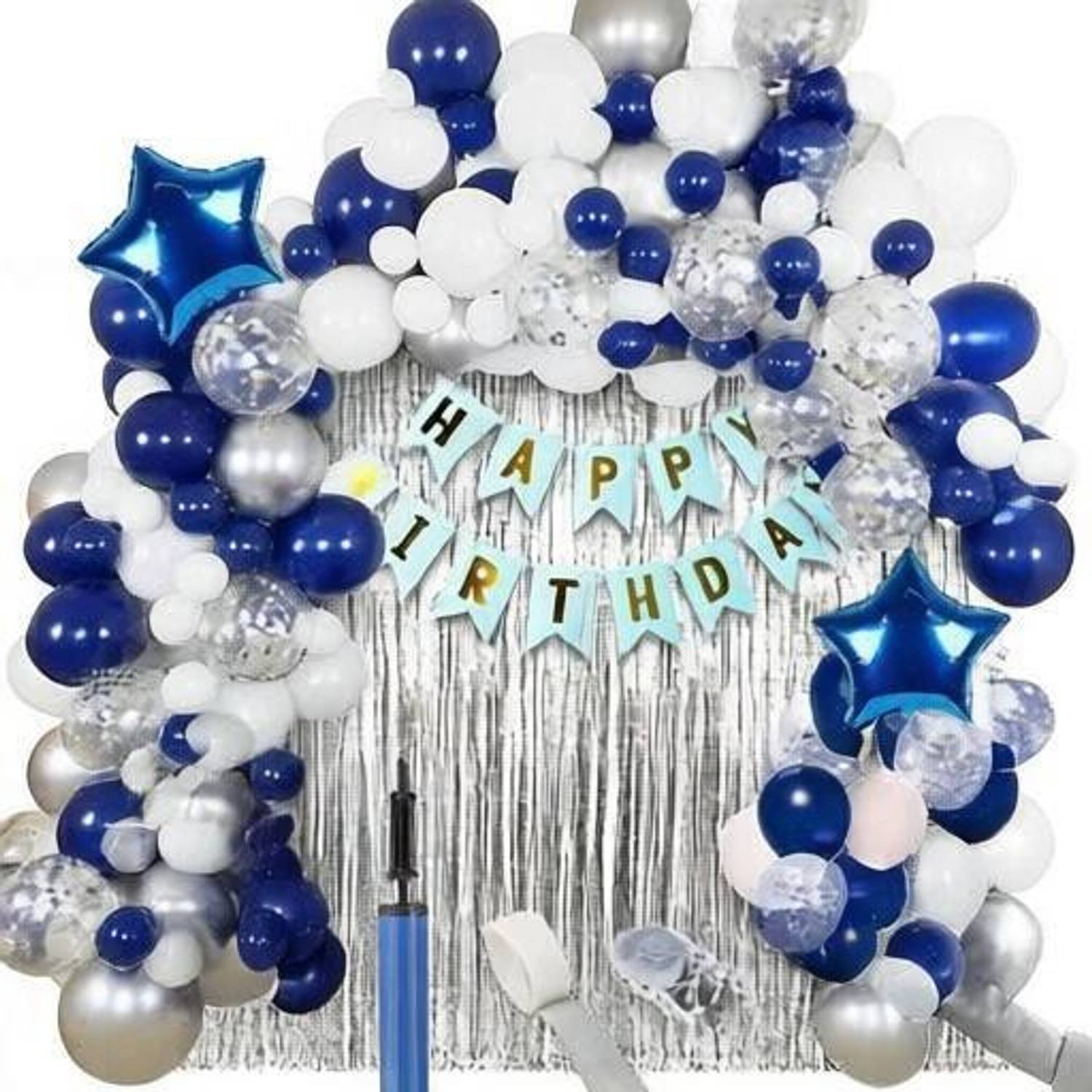 ADORNIO Happy Birthday Decoration Kit Combo BLUE THEME
