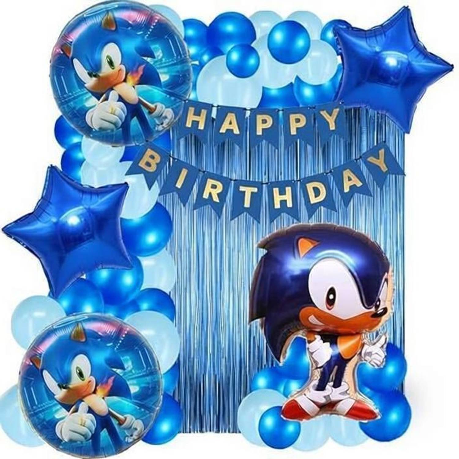 AERLOONZILLA Sonic Theme Birthday Decoration Kit Combo