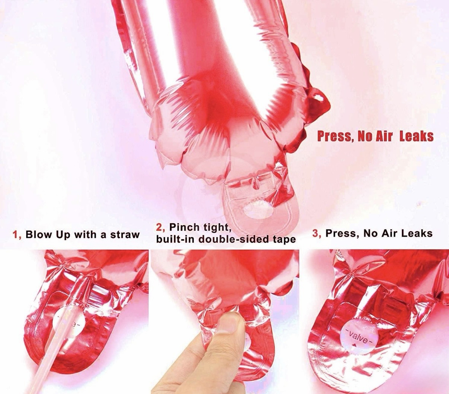 Image of REVAYAA Romantic Red Birthday Decoration Kit with Net Curtain LED Lights