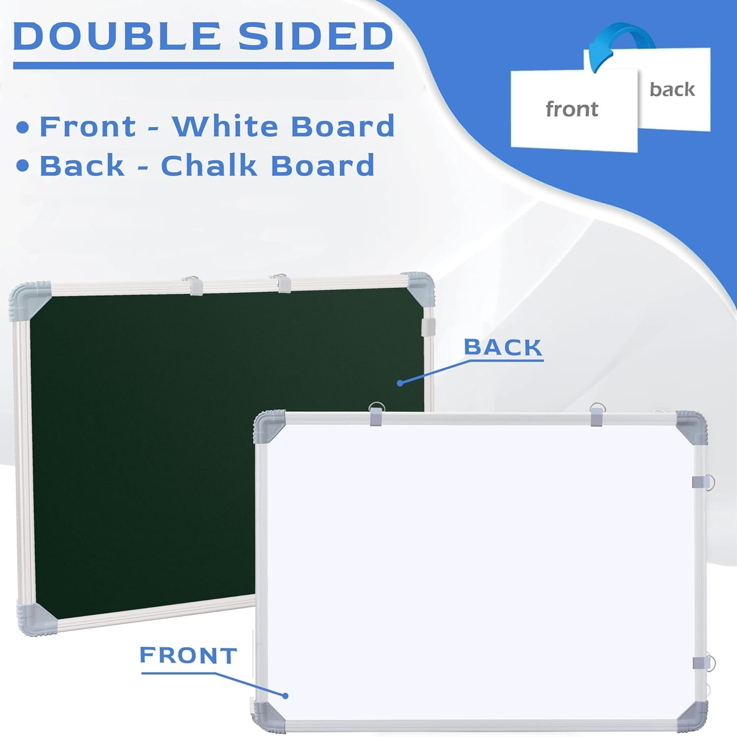 Image of Preha The Smart Choice Non Magnetic Melamine 2x1.5 Feet Whiteboard Double-Sided Writing Whiteboard & Chalkboard Whiteboards