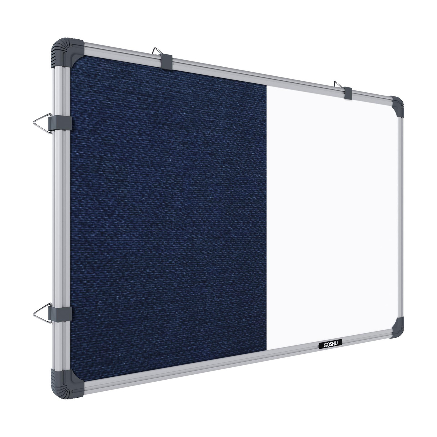 Image of GOSHU Combination 2 feet x3 feet Board (Non Magnetic White Board with Blue Pin-up Notice Board) for Home, Office & School, Heavy-Duty Aluminum Frame White, Blue board