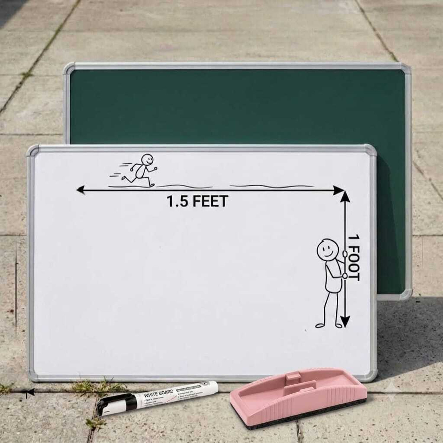 Image of Homedmart High-Quality 1x1.5 Writing Board with Plastic Eraser Kit Green, White board