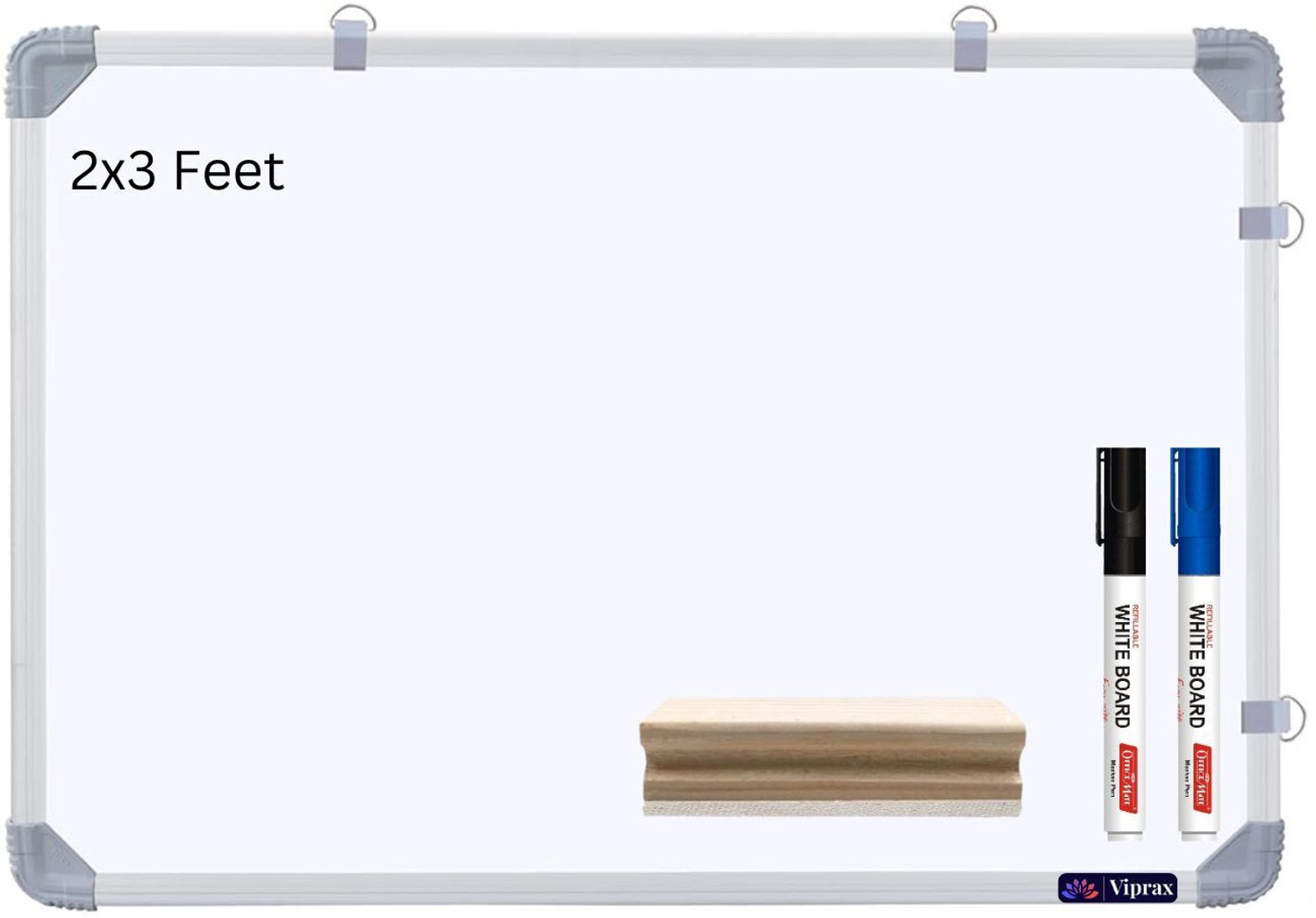 Image of Viprax 2x3 Feet Double Sided White Board & Chalk Board With 1 Duster -2 Markers -WG01P2 Green, White board