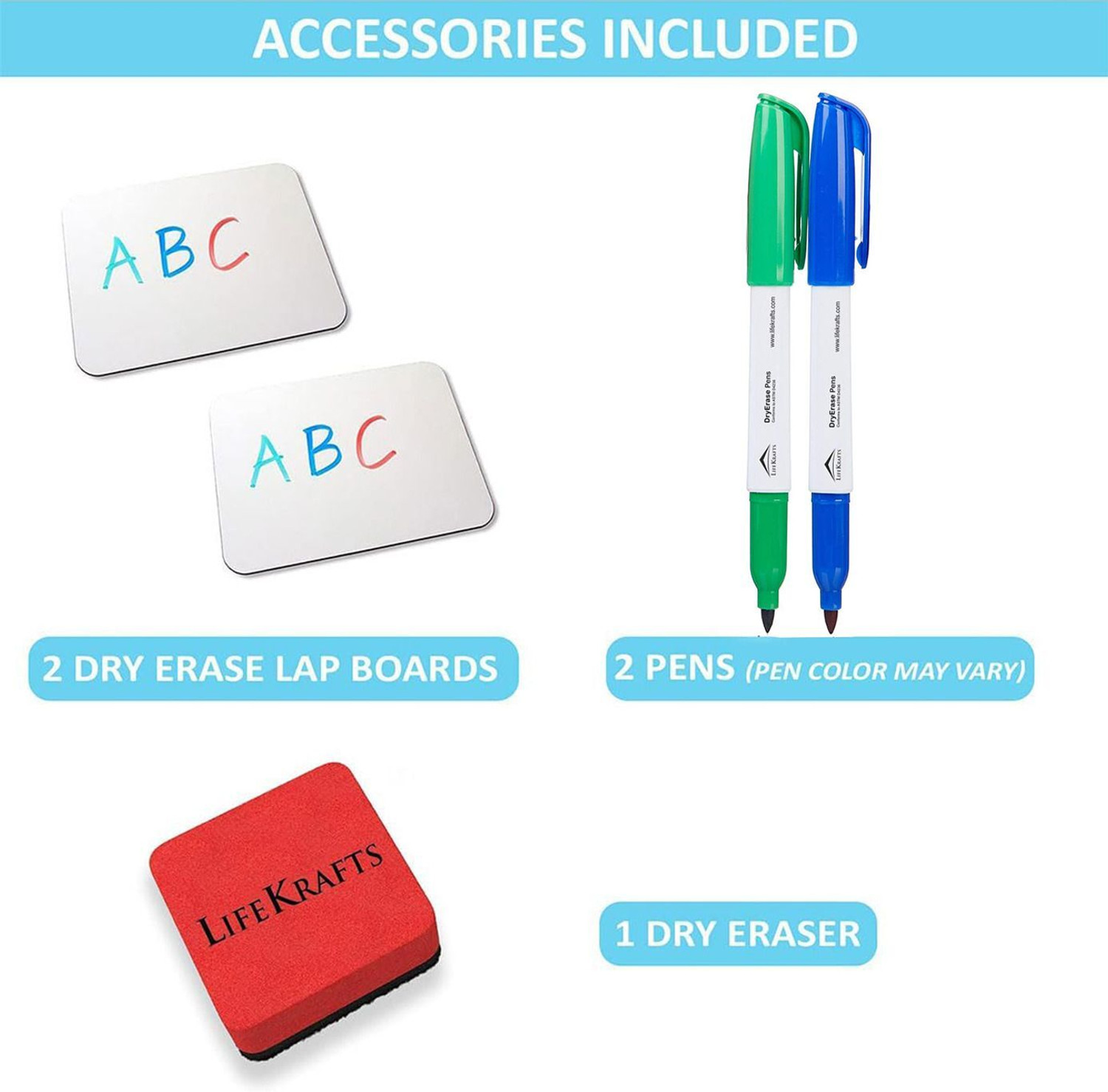 Image of Lifekrafts Dry, Erase Lap Boards-Size:(9x12) inches|Pack of 2|Students Teachers Writing Drawing, Reusable, Durable, Portable, Single Sided Whiteboard. White board