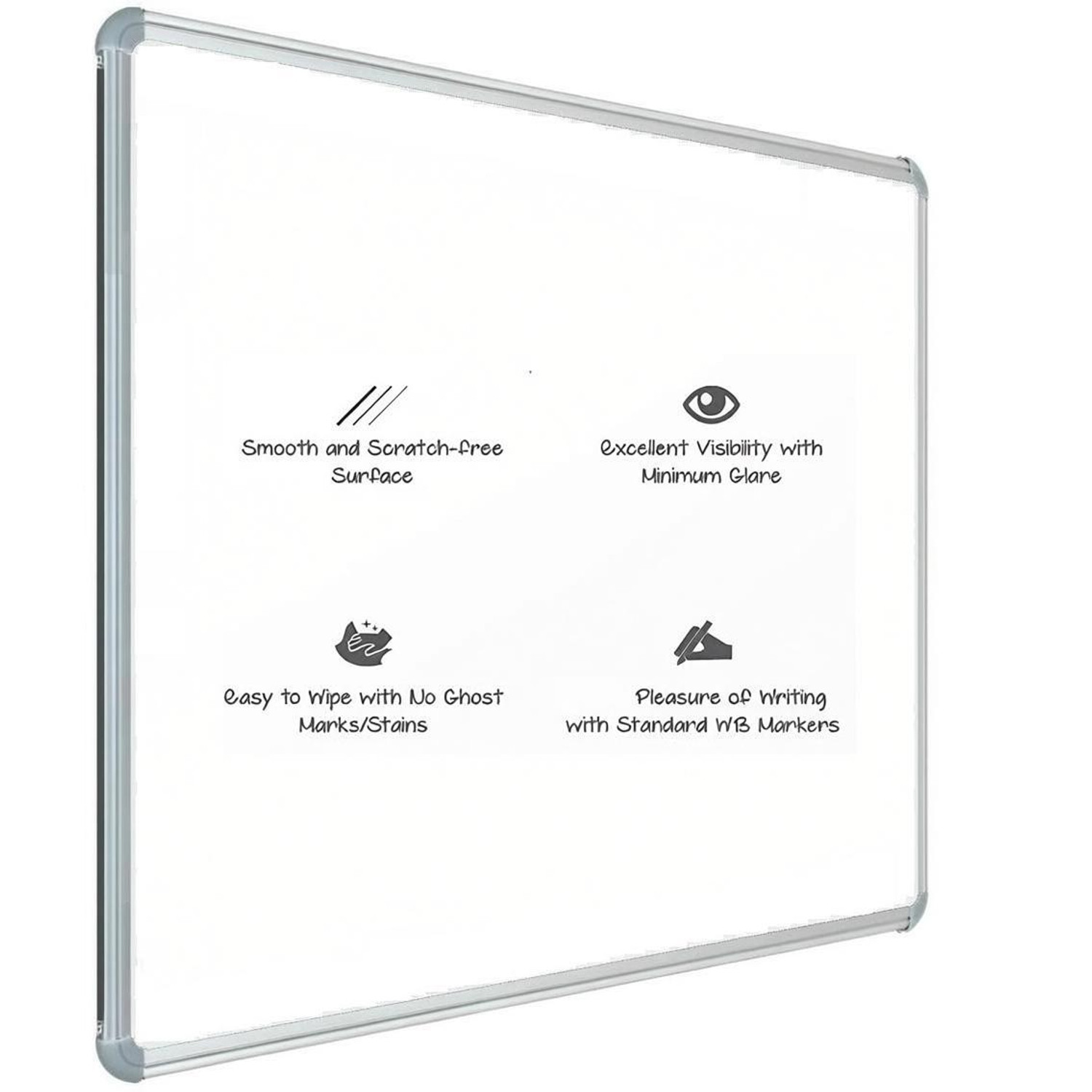 Image of A.K Club Non-Magnetic 2x3 Feet Whiteboard | Glossy Smooth White surface | Green Chalk board Surface On Back Side | Aluminium Frame Finishing White, Green board (60 cm x 90 cm)