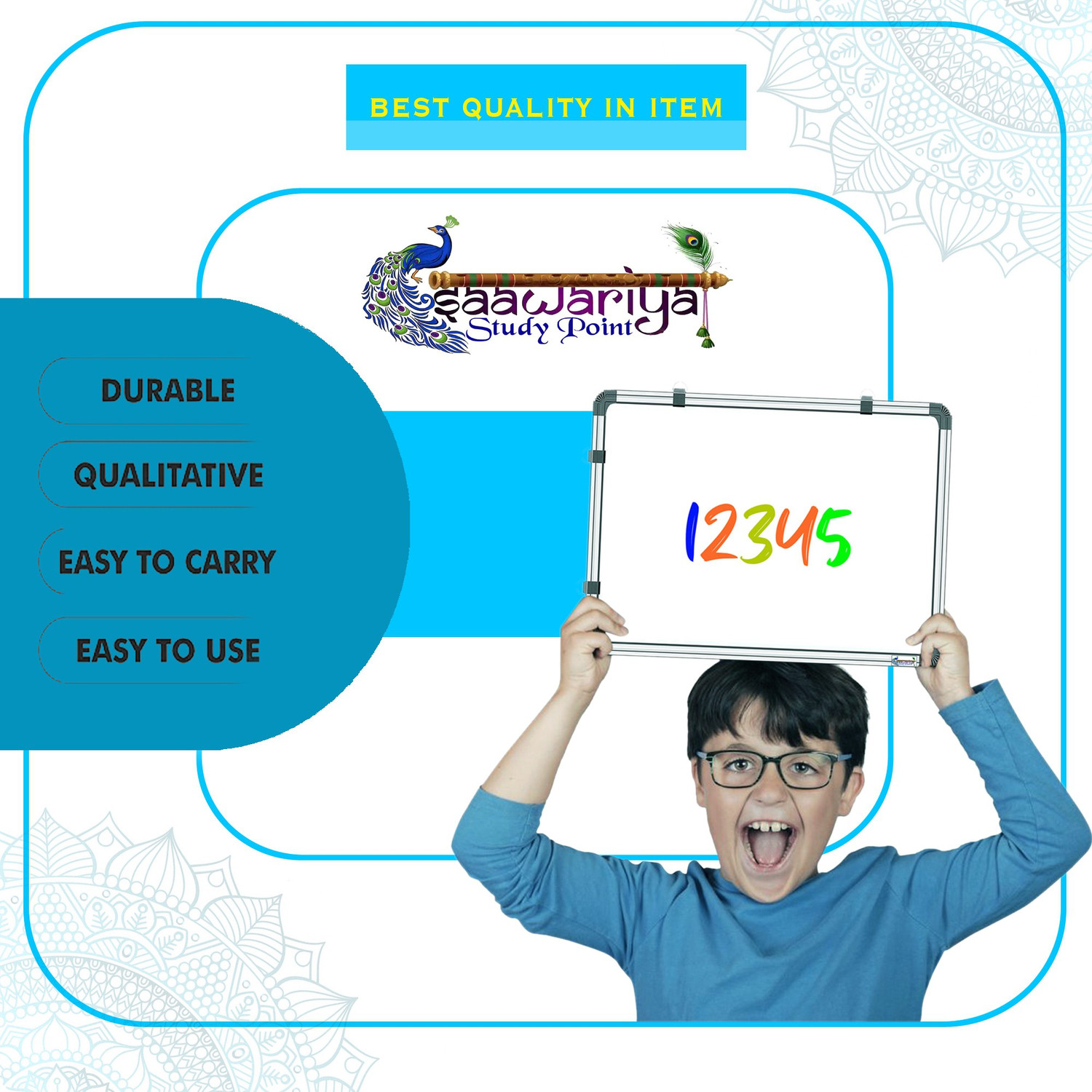 Image of Smartix Reversible 60x30 cm Writing Board Melamine 2x1 ft WhiteBoard & Chalk Board Surface with 1 Marker, 1 Duster Whiteboards and Duster Combos (White, Green)