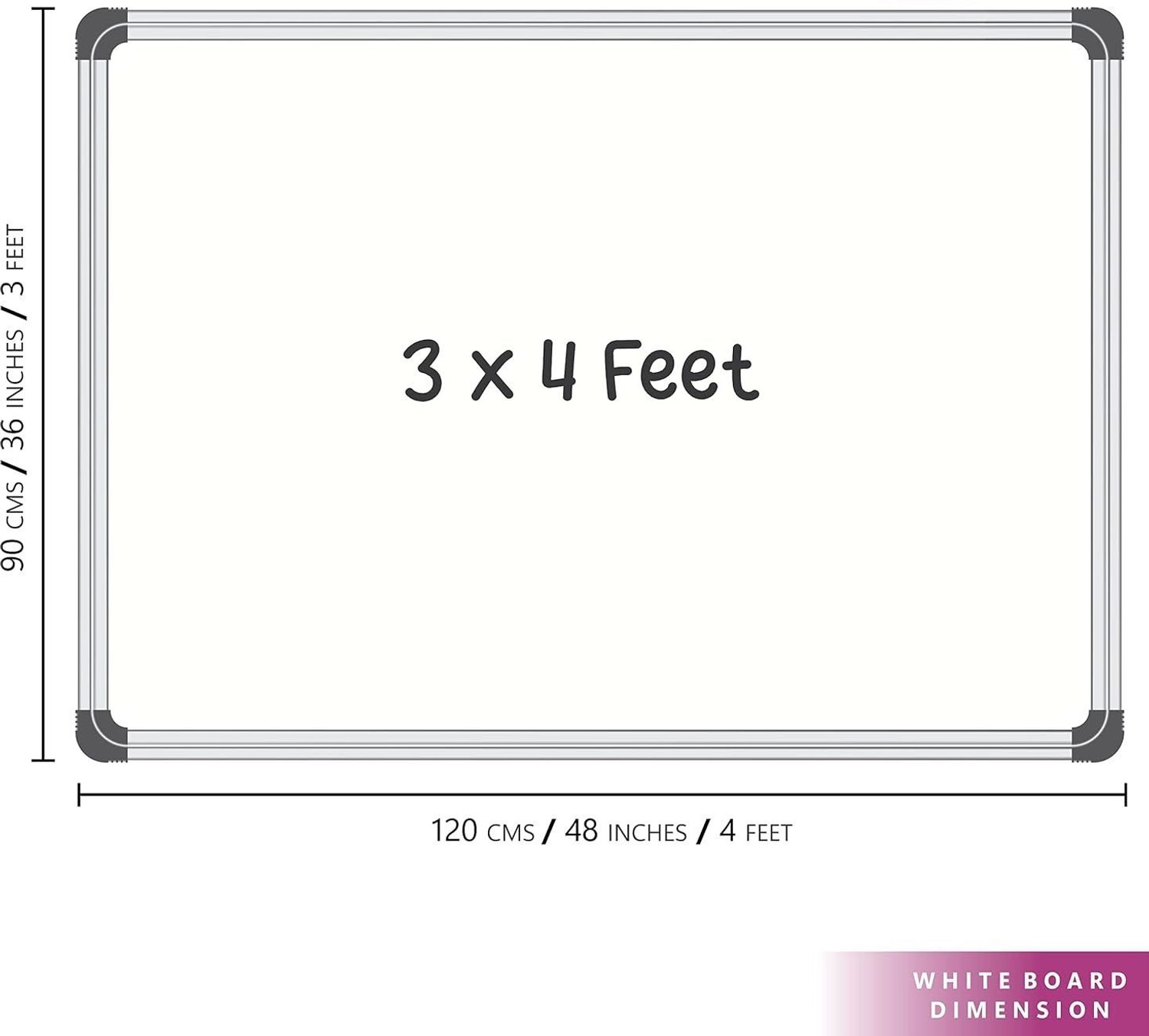Image of Smartix 3x4 Feet Whiteboard Non-Magnetic Double Sided Whiteboard and Chalkboard White, Green board