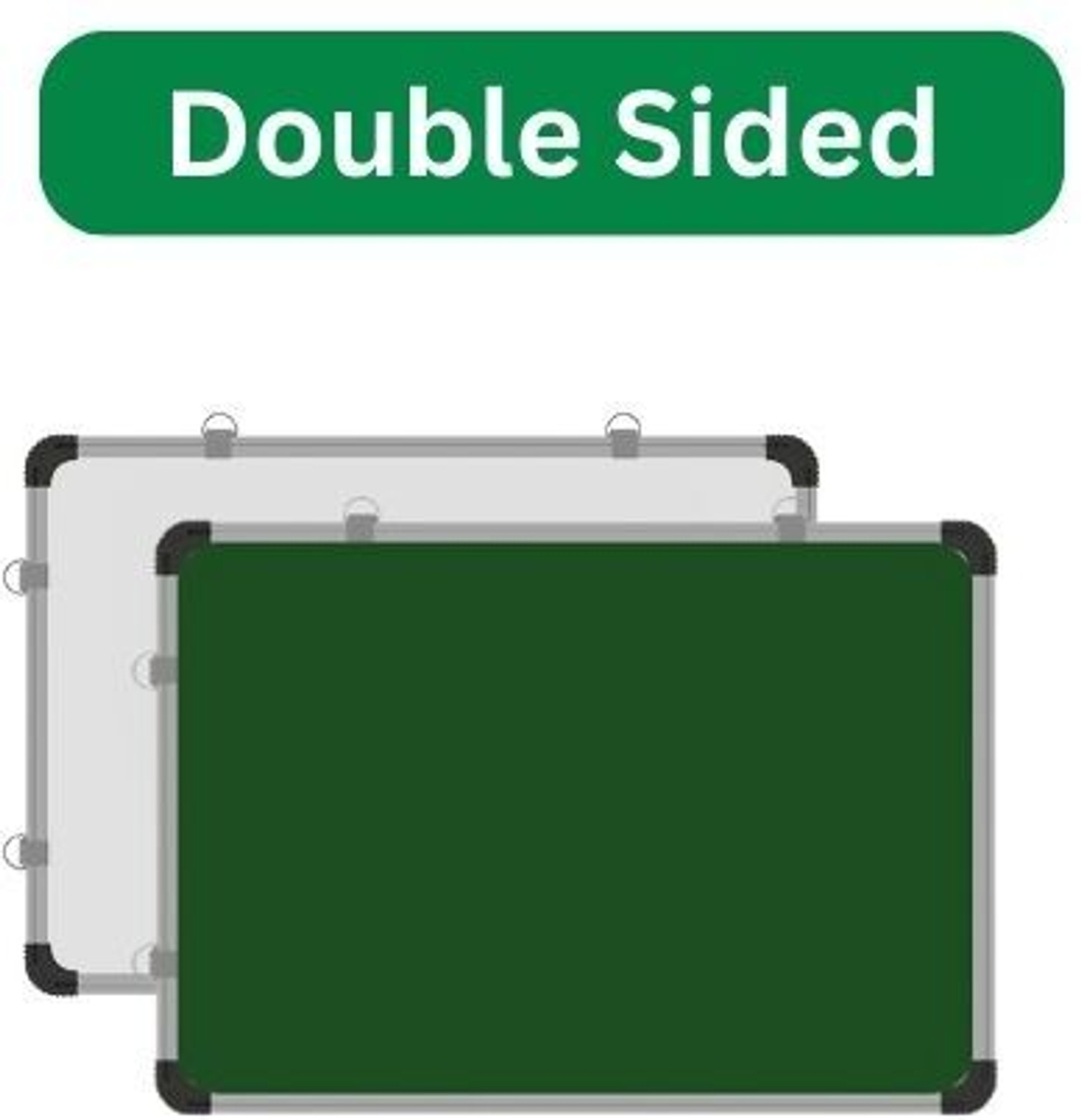 Image of Viprax 3x4 Feet Non-Magnetic Double Sided Whiteboard & Chalkboard-01 White, Green board