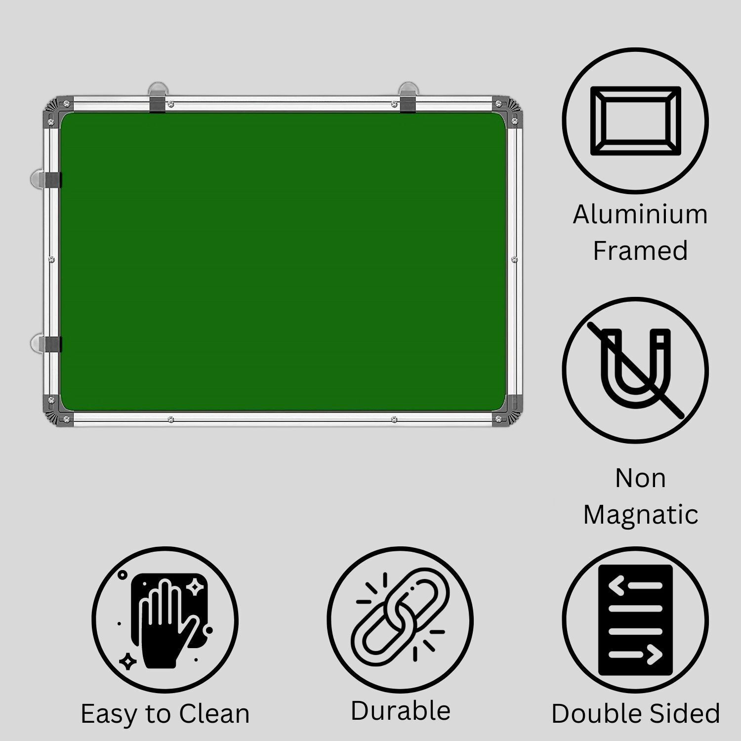 Image of Viprax 2x3 Feet Double Sided White Board & Chalk Board With 1 Duster -2 Markers -WG01P2 Green, White board
