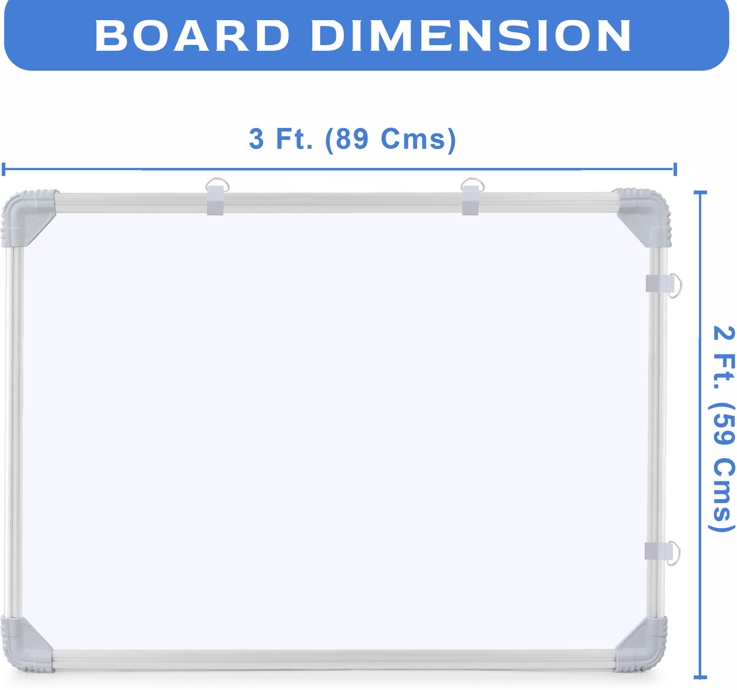 Image of Eduway Non Magnetic 2X3 Ft. Double Sided White Board and Chalk Board with Sliding Hanging Clips, Robust Aluminum Frame and Smooth Melamine Surface (89x59 Cms) Whiteboards (White, Green)