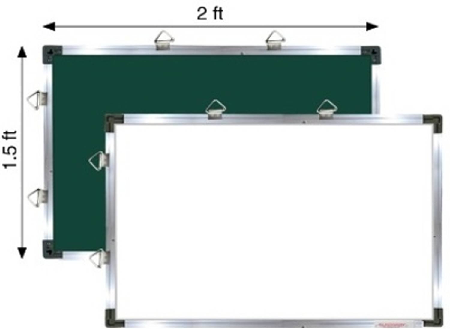 ALKOSIGN LIMITED Non-Magnetic Dual-Sided Board White Board and Green Chalkboard (1.5ft x 2ft) Green, White board