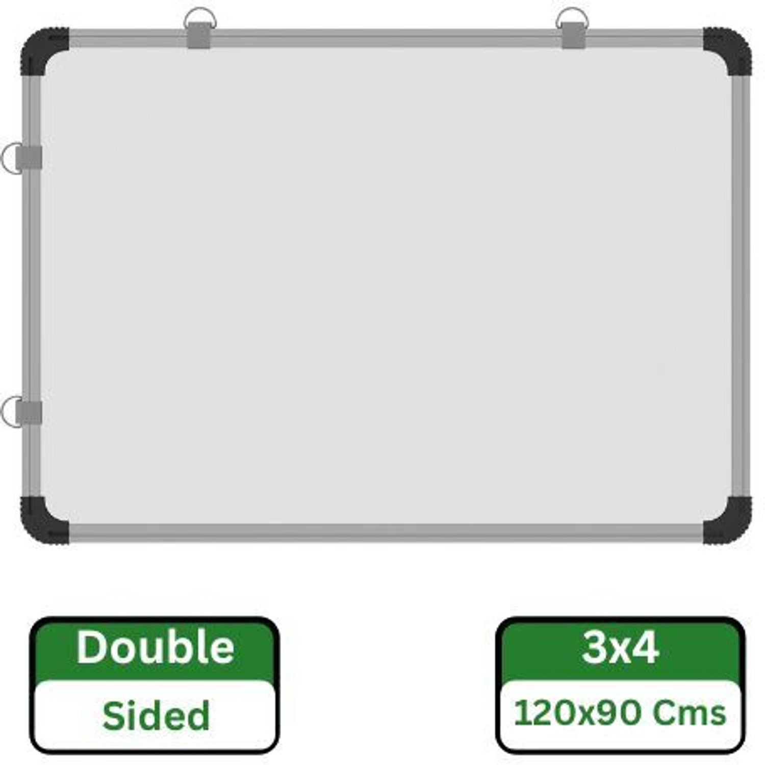 Image of Viprax 3x4 Feet Non-Magnetic Double Sided Whiteboard & Chalkboard-01 White, Green board