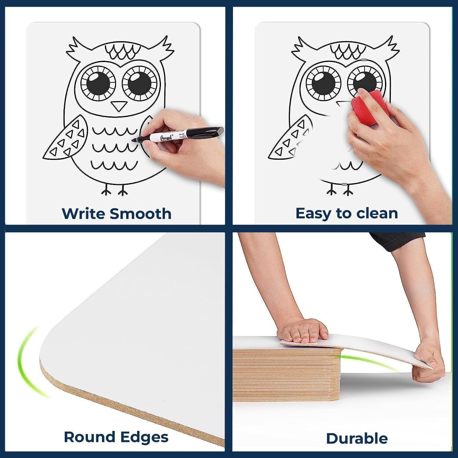 Image of Lifekrafts Dry, Erase Lap Boards-Size:(9x12) inches|Pack of 2|Students Teachers Writing Drawing, Reusable, Durable, Portable, Single Sided Whiteboard. White board