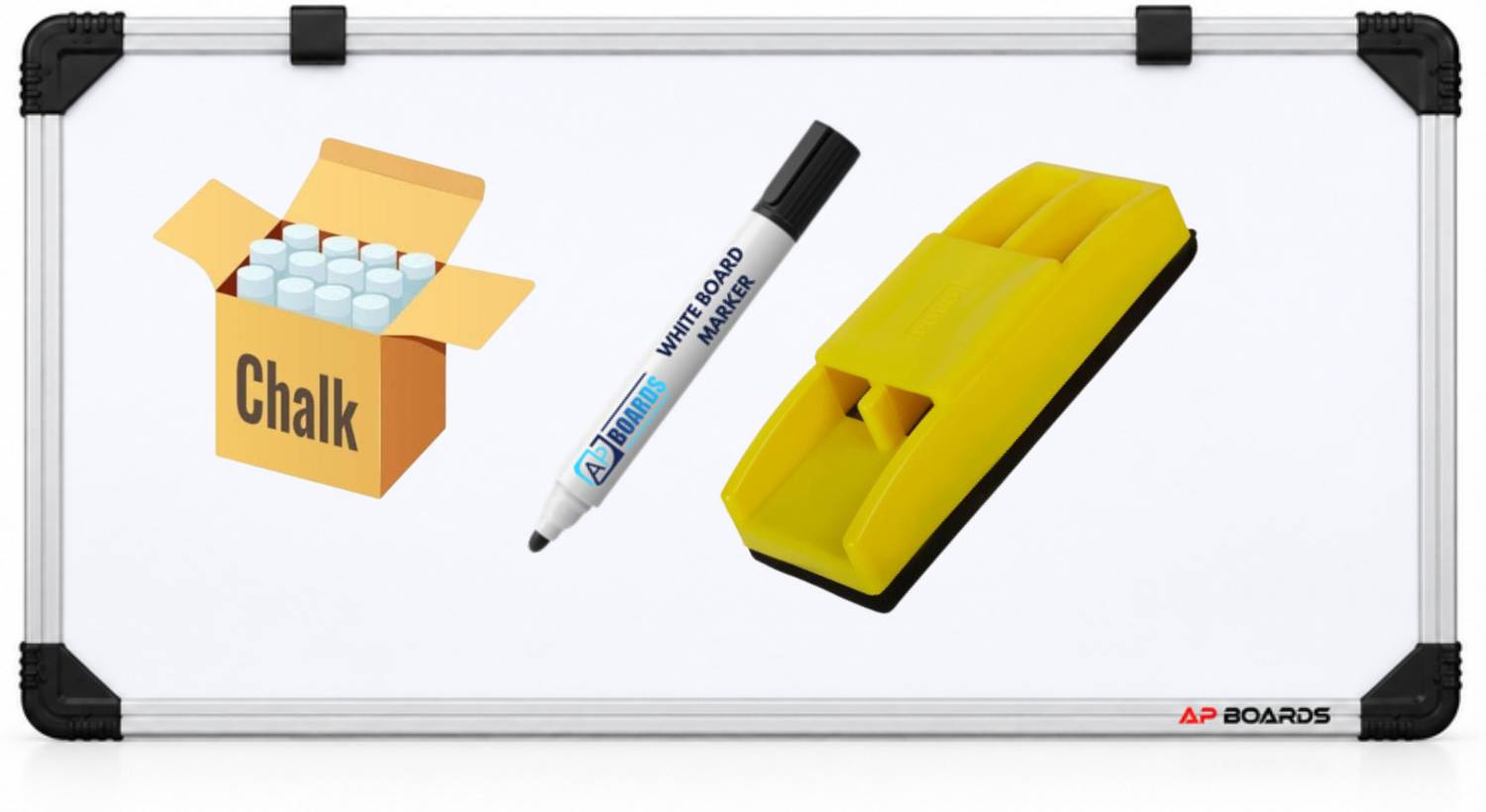 APBOARDS Aluminium Framed Non-Magnetic Board (1x2 Ft) Great for Home School Use-Pack of 3 White board