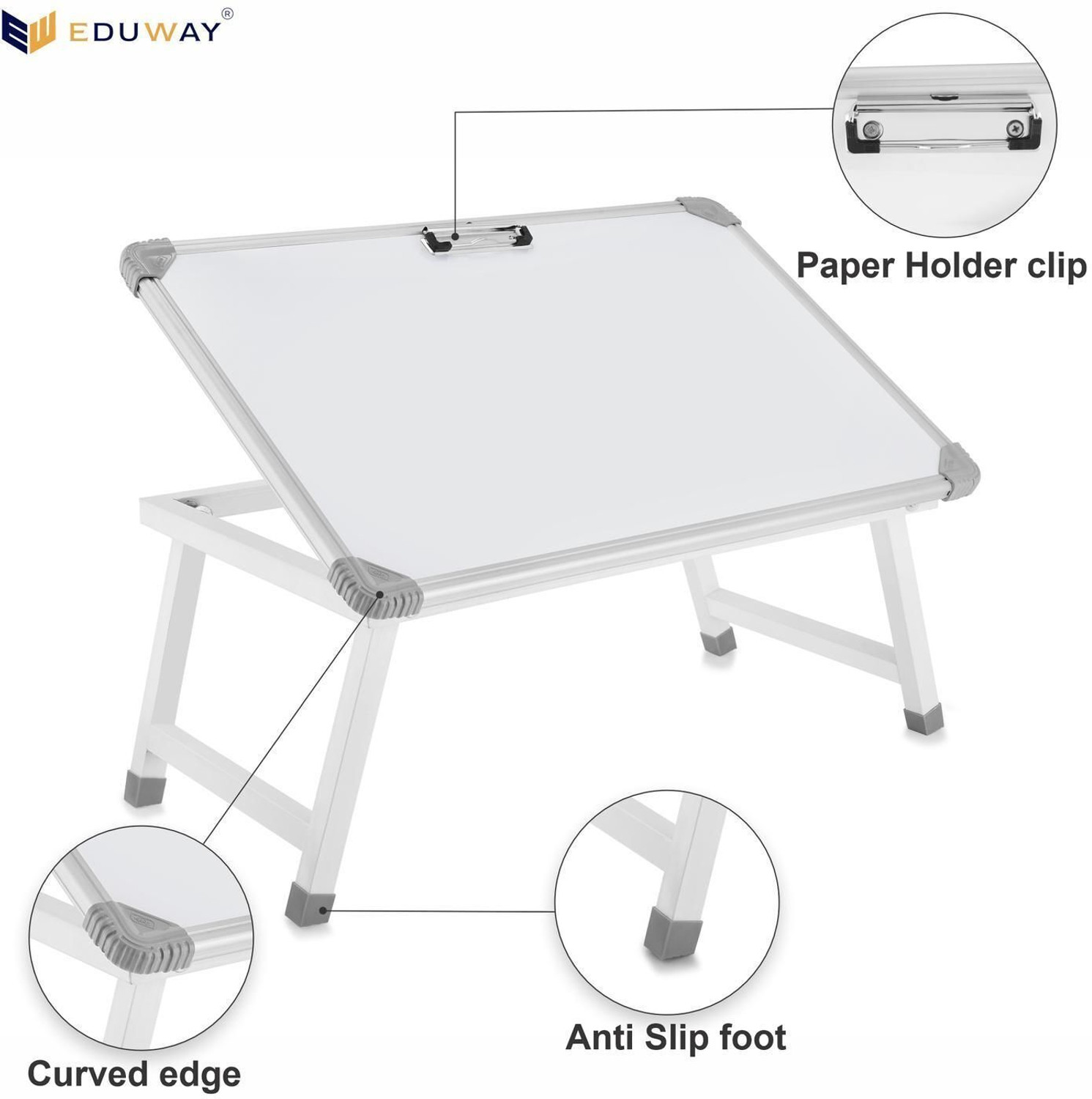 Image of Eduway Melamine Multipurpose Whiteboard Study Laptop Table with 1 Marker 1 Duster White board